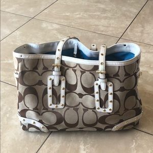 Coach limited edition white and tan handbag